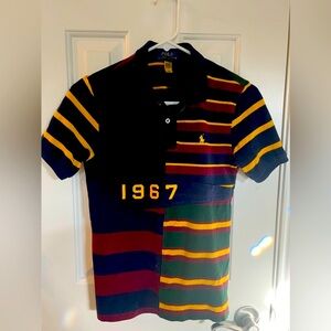 Ralph Lauren Polo | Boys Multi-Colored Striped Logo Polo Shirt | Patchwork 1967